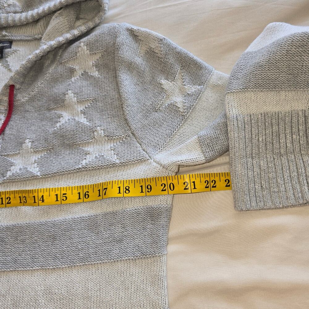 Eddie Bauer Sweater Womens Large 100% cotton grey stars Zip American Flag hoodie - Picture 8 of 8
